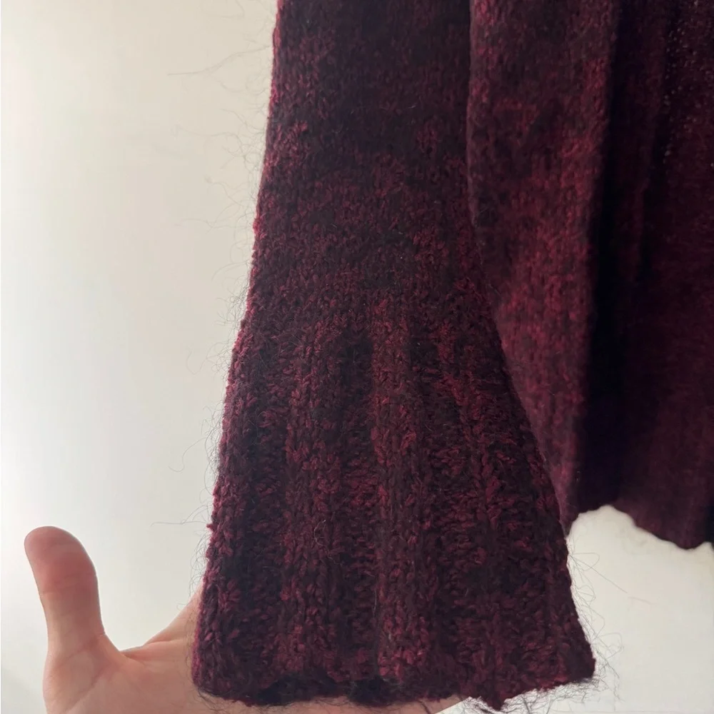 Free People Y2K‎ Tag Burgundy Open Cardigan Sweater Mohair Wool Blend